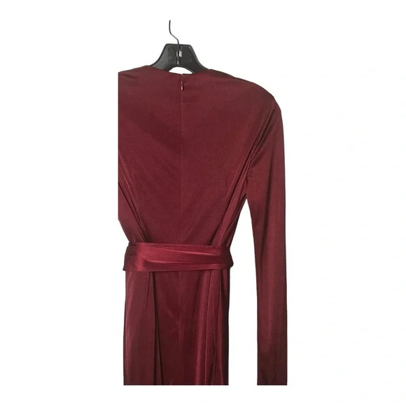 0388W.‎ ALTUZARRA FOR TARGET SATIN WRAP DRESS SIZE 4 MAROON IN COLOR; WITH BELT - Picture 9 of 11